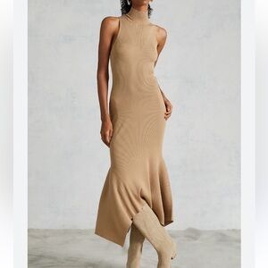 Anthropologie Mock Neck Midi Ribbed Dress
